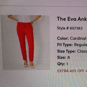 NWT Eva Ankle Pant in Twill
